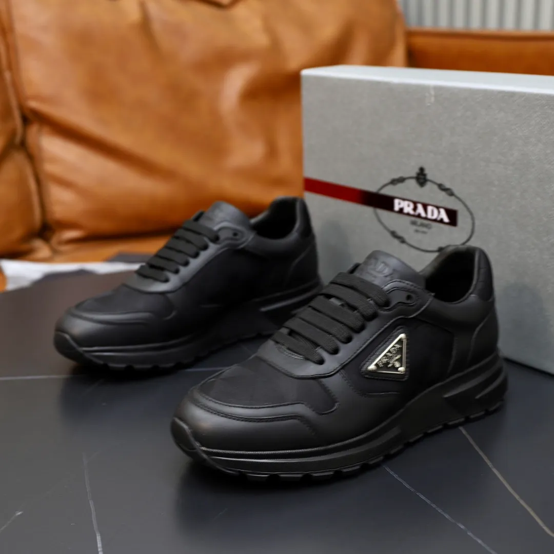 Men's shoes 💰600💰🙅‍♂️🙅‍♂️🙅‍♂️ [PRADA] Prada - High-end quality original order - Upper: Nappa calfskin, tumbled calfskin spliced stretch cloth surface, tongue high frequency brand logo - Lining: water-dyed cowhide - Outsole: ultra-light TPU foam rubber; two-color molded outsole -Ultra-high quality control and fine workmanship: outstanding (high-end, extravagance, grade) -Size: 38-44 (45 can be customized)